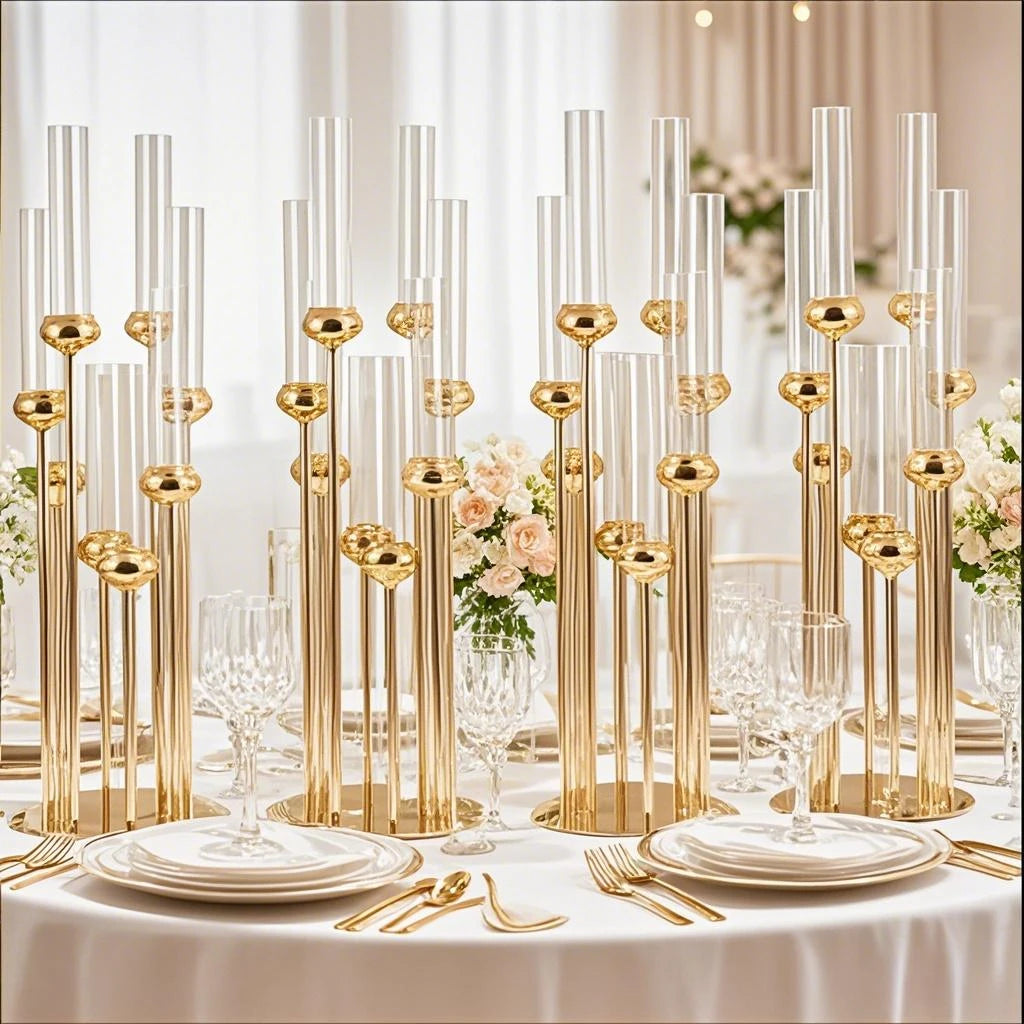 Modern Gold Candle Holder Set