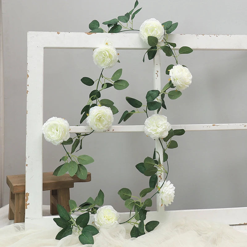 Pink Floral Garland with Greenery