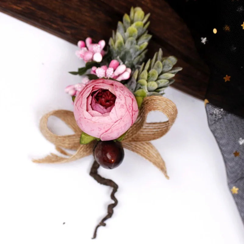 Rose Linen Wrist Corsage