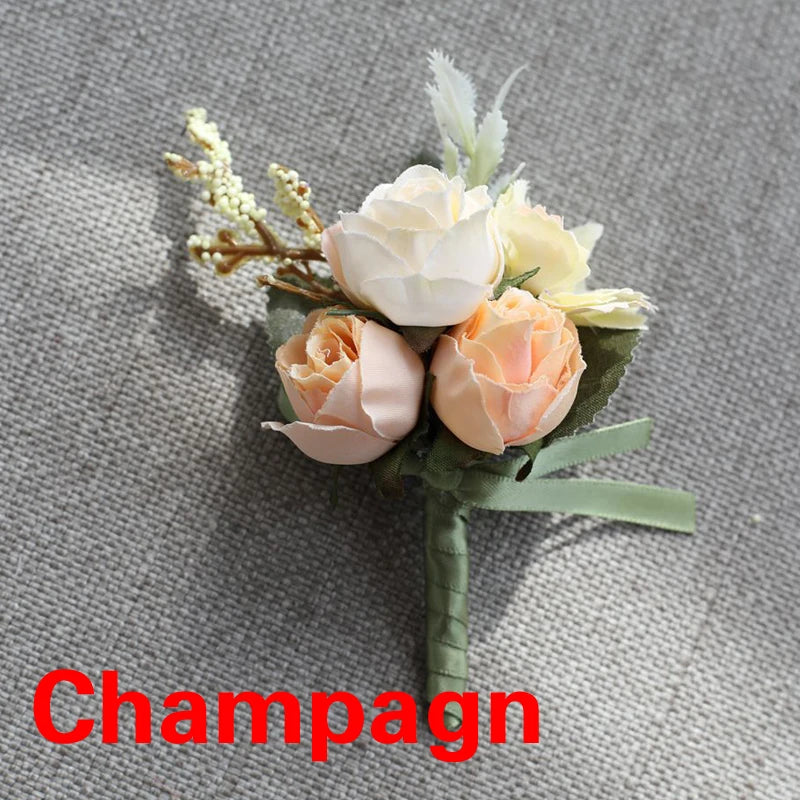 Silk Rose Wedding Boutonniere