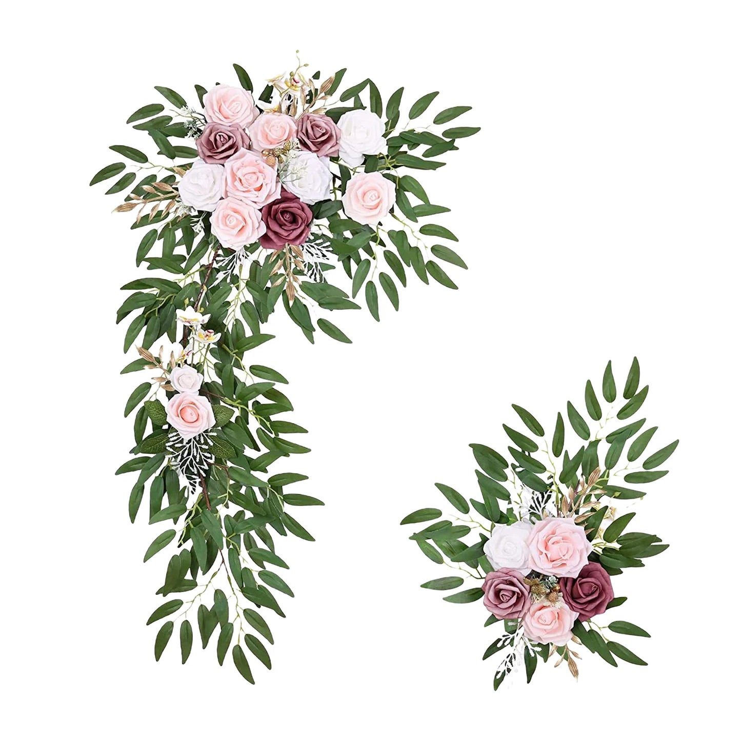 Large 2Pcs Artificial Flower Swag Floral Swag Garland Wedding Arch Flowers Kit for Sign Rustic Artificial Floral Swag Arch Decor