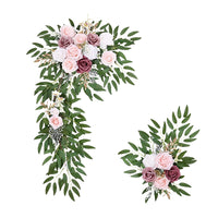 Large 2Pcs Artificial Flower Swag Floral Swag Garland Wedding Arch Flowers Kit for Sign Rustic Artificial Floral Swag Arch Decor