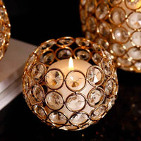 Gold Crystal Candle Holder for Wedding Centerpiece Tealight Candlestic