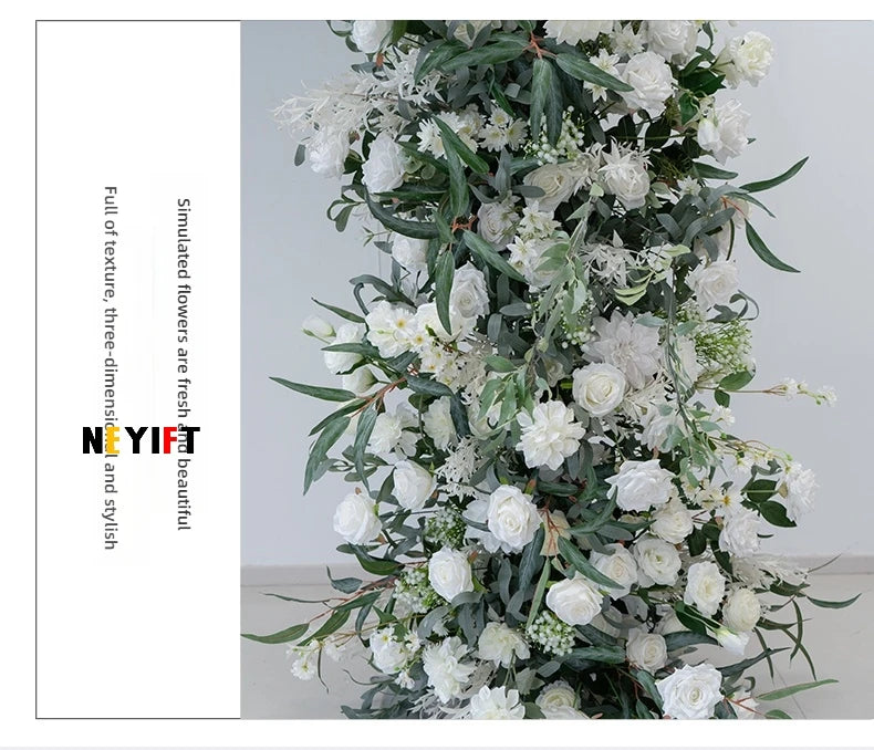Green Olive Leaves White Rose Peony Flower Arrangement