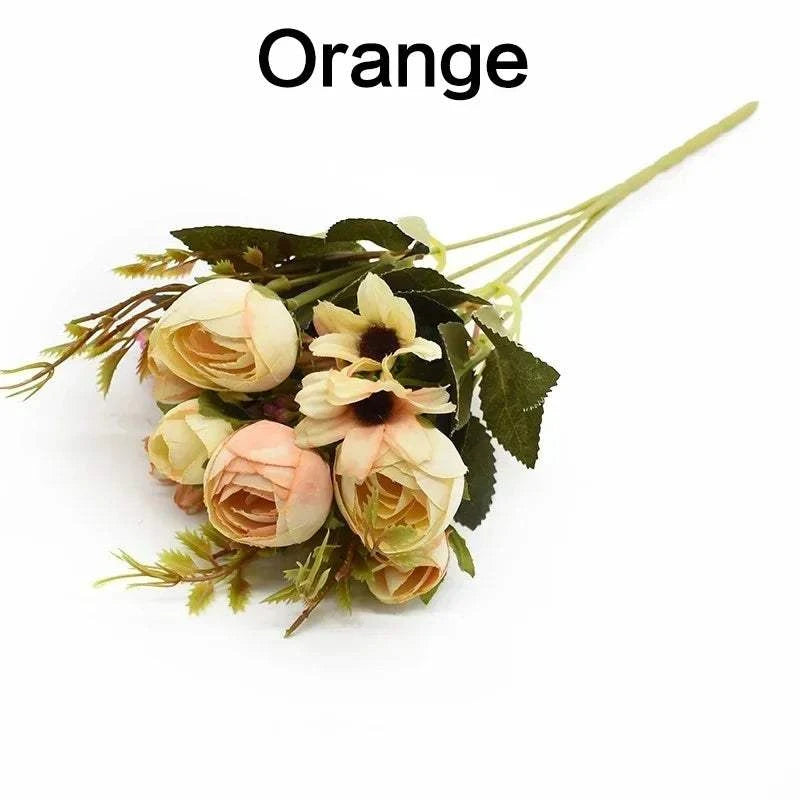 Artificial Flower Bouquet 13 Heads European Peony Silk Flowers Plastic