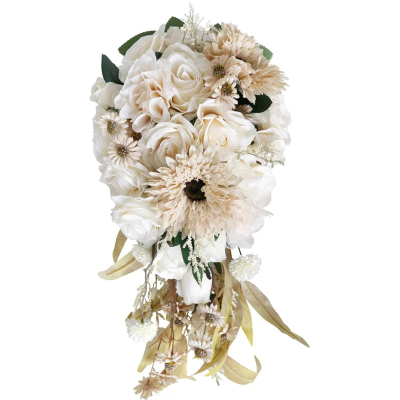 Champagne Cascading Bridal Bouquet