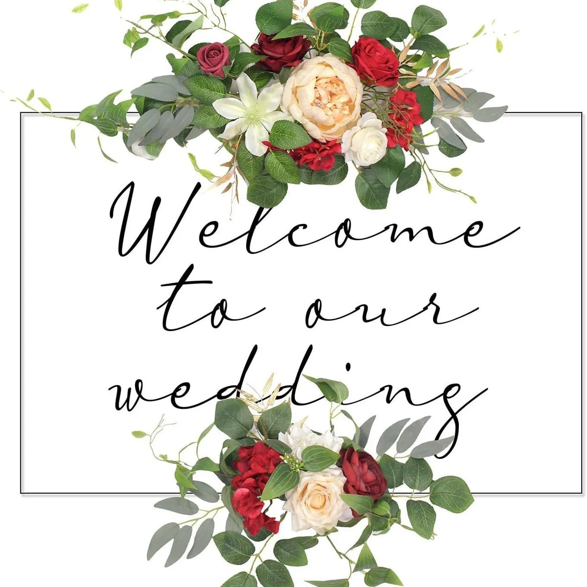 Romantic Floral Sign Swag Set – Artificial Wedding & Event Flowers