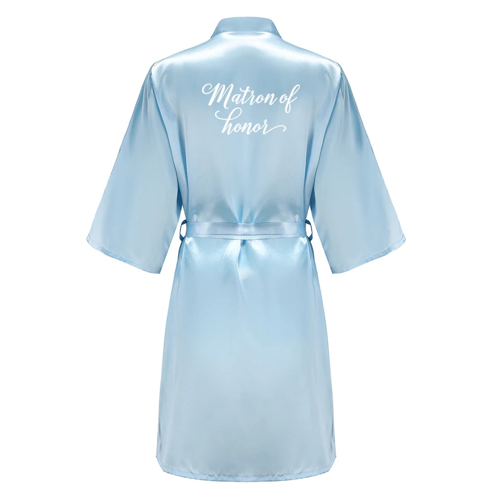 Light Blue Women's Satin Robe for the Wedding Party