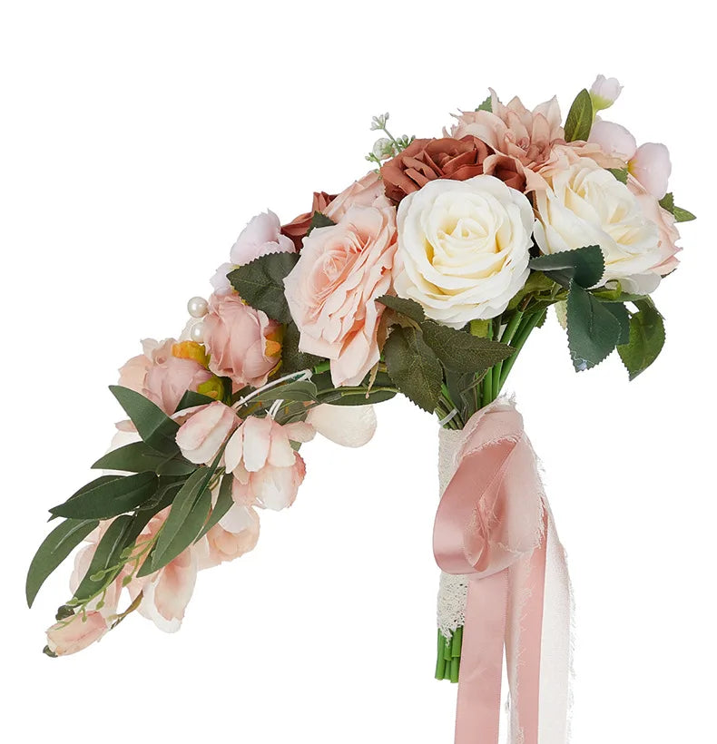 Champagne Vintage Cascading Bridal Bouquet