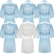 Light Blue Women's Satin Robe for the Wedding Party