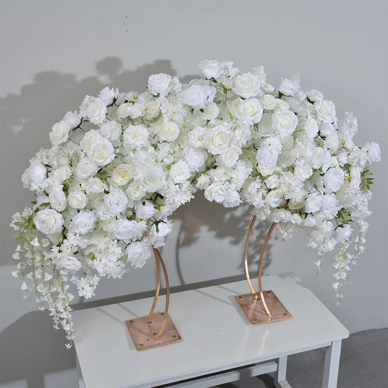 Luxury White Rose & Hydrangea Cascading Wedding Arch Floral Arrangement