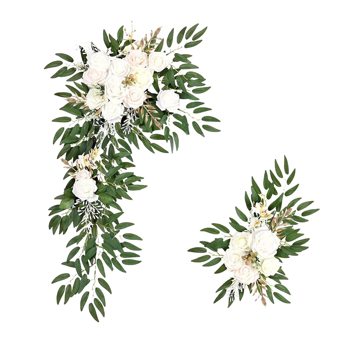 Large 2Pcs Artificial Flower Swag Floral Swag Garland Wedding Arch Flowers Kit for Sign Rustic Artificial Floral Swag Arch Decor