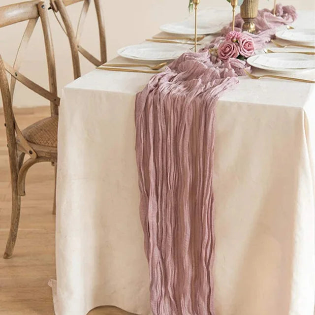 Soft Gauze Rustic Setting Table Runner and Napkin Set