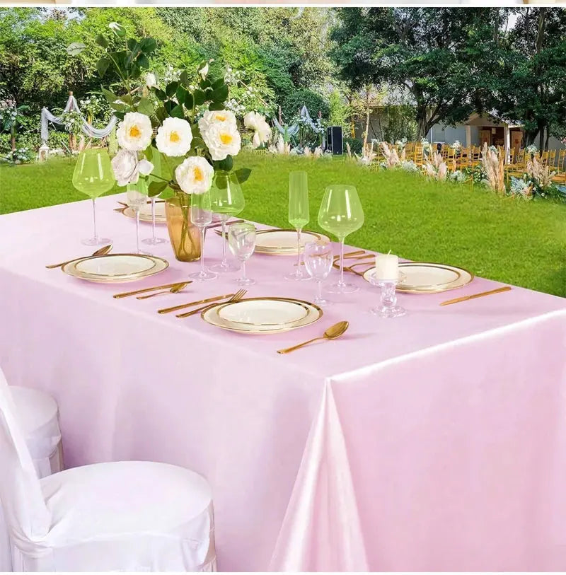 Elegant Satin Tablecloth Rectangle Wedding Table Cover