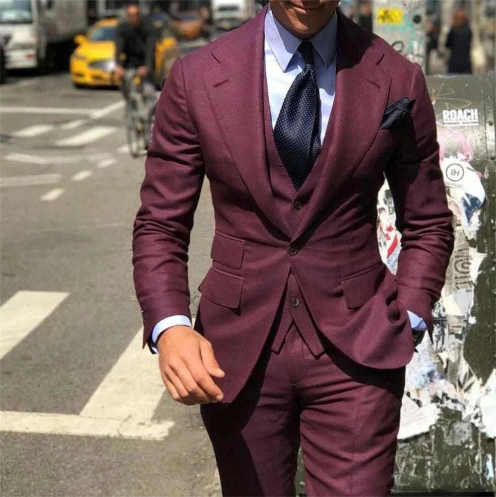 Elegant Wedding Tuxedos Suits Slim Fit Bridegroom For Men 3 Pieces Gro