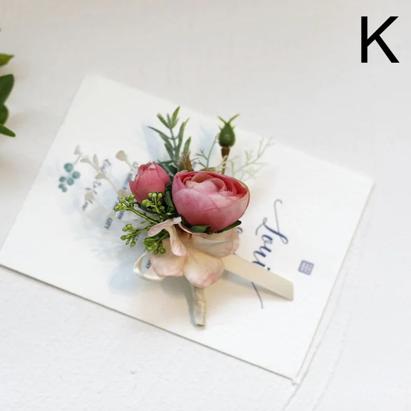 Silk Rose Wedding Boutonniere