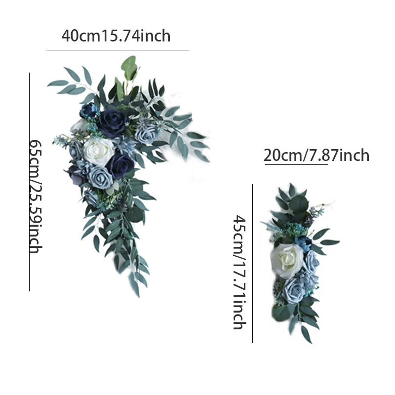 Blue Rose Wedding Backdrop Corner Flower Set