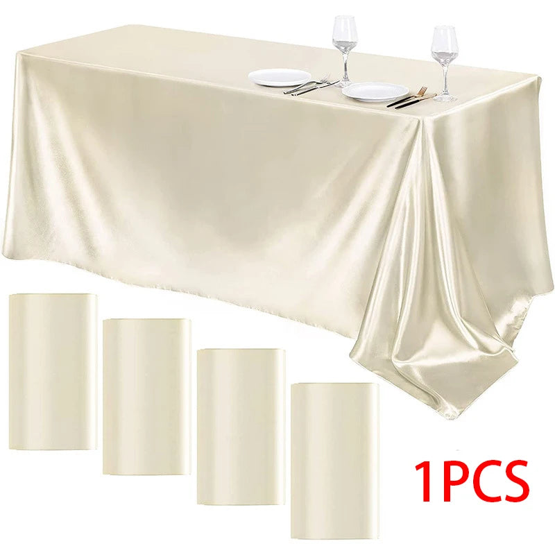 Elegant Satin Tablecloth Rectangle Wedding Table Cover