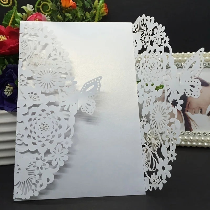 25/50piece Festival Party Invitation Letter Laser Hollow European Invi