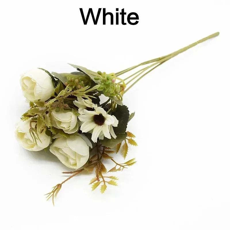Artificial Flower Bouquet 13 Heads European Peony Silk Flowers Plastic
