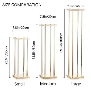 Gold Flower Pedestal Stand Set, Pack of 4