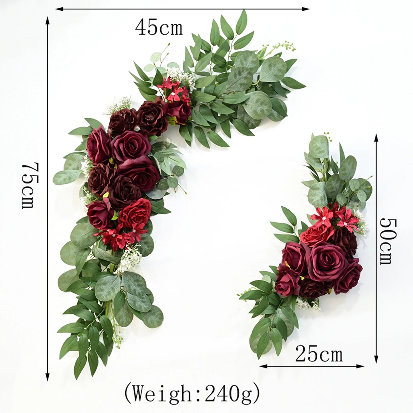 Large 2Pcs Artificial Flower Swag Floral Swag Garland Wedding Arch Flowers Kit for Sign Rustic Artificial Floral Swag Arch Decor