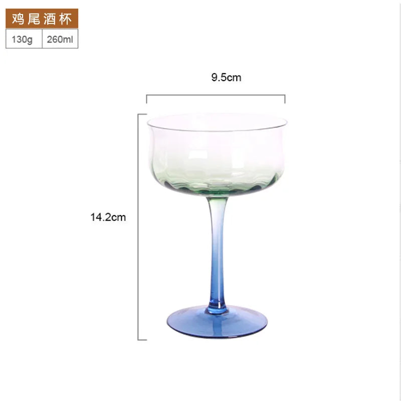 Creative Medieval Cocktail Wine Glasses Hand-Blown Gradient Dense Edge