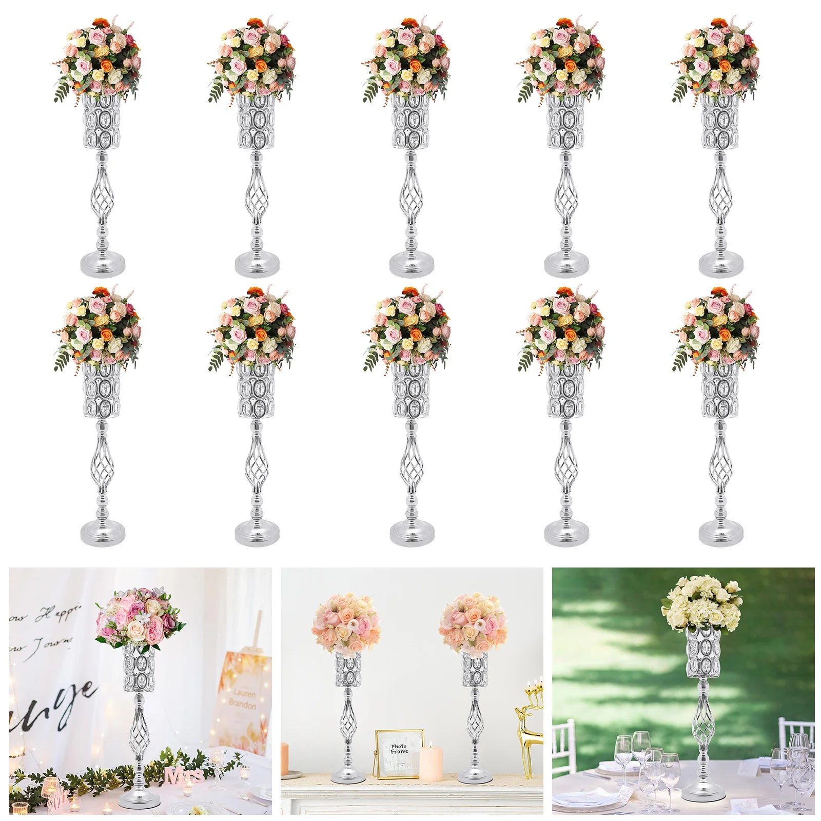 Elegant Wedding Flower Vases, 10-Piece Set