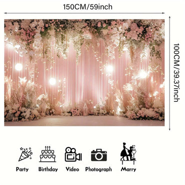 Pink Pink Flower Lantern Wedding - Elegant Photo Wall with White and P