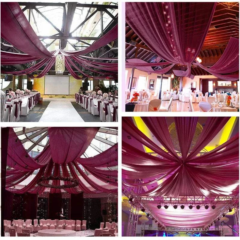 Wedding Arch Drape Roof Ceiling Decor Sheer Chiffon Tulle Curtain Drap