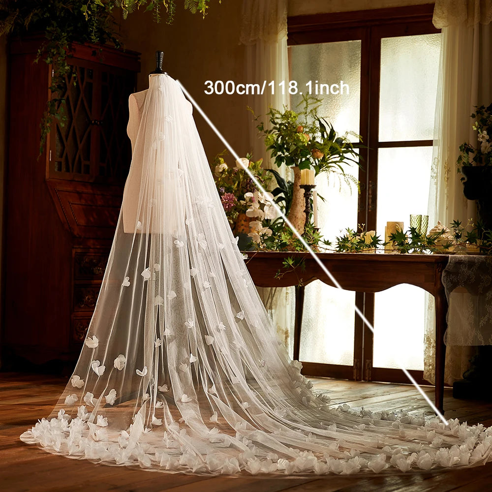 Cathedral 3D Floral Bridal Veil