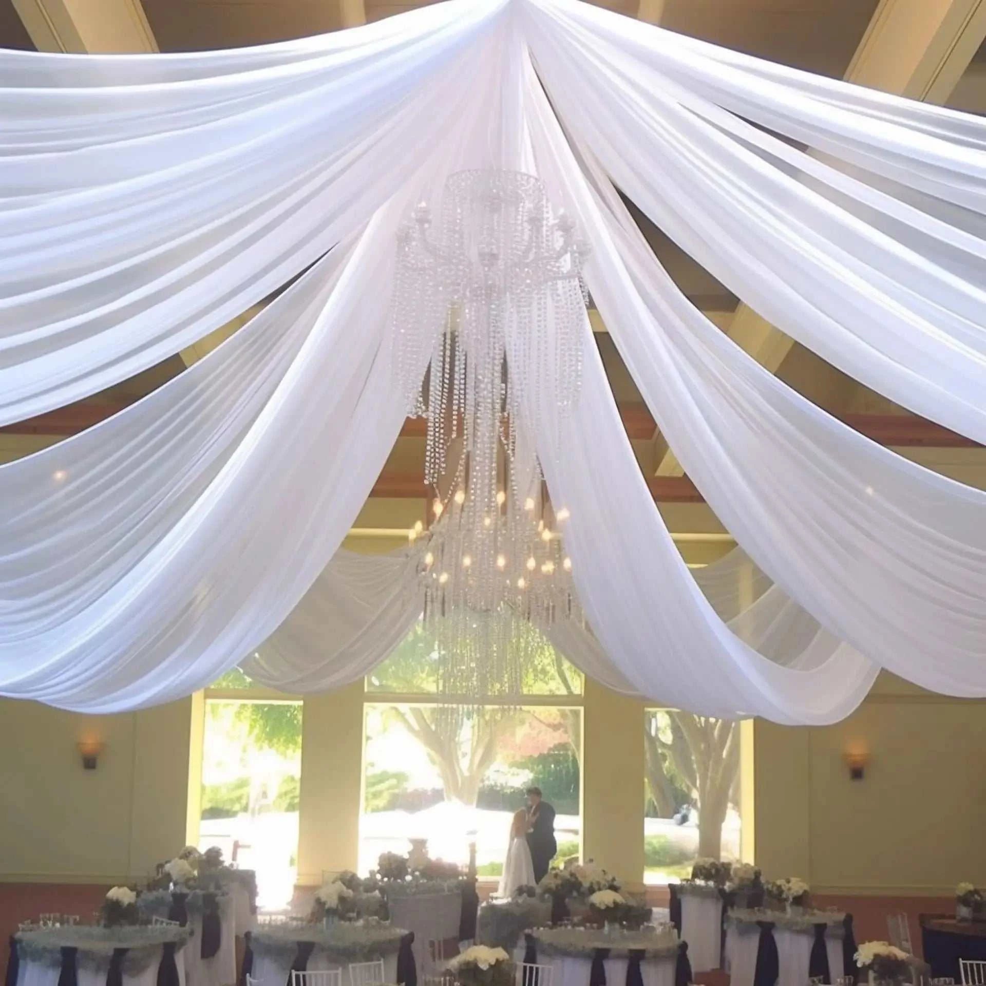 Wedding Arch Drape Roof Ceiling Decor Sheer Chiffon Tulle Curtain Drap