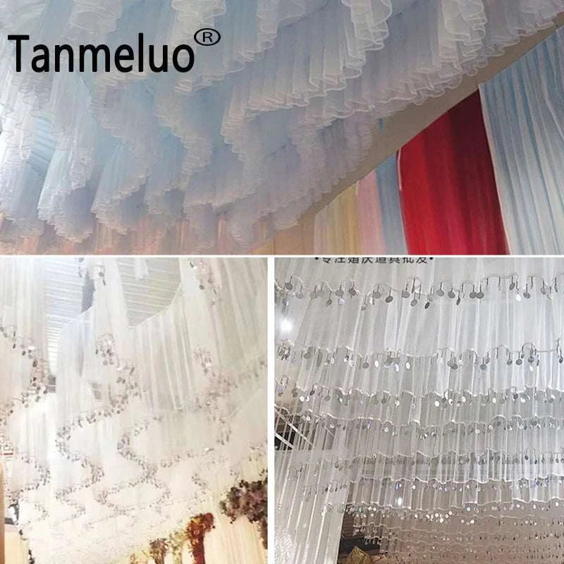 10Meter Long White Roof Drapery Panels Sheer Tutu Fabric Voile Ceiling