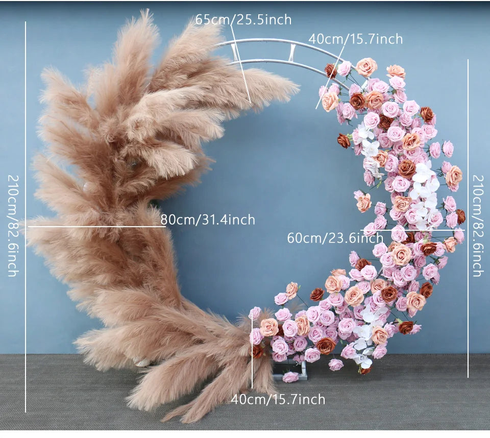 Elegant Pampas Rose Wedding Arch Decoration Piece