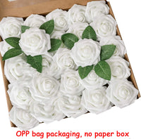 25pcs Artificial Flowers, Fake Flowers Roses W/stem For DIY Wedding Bo
