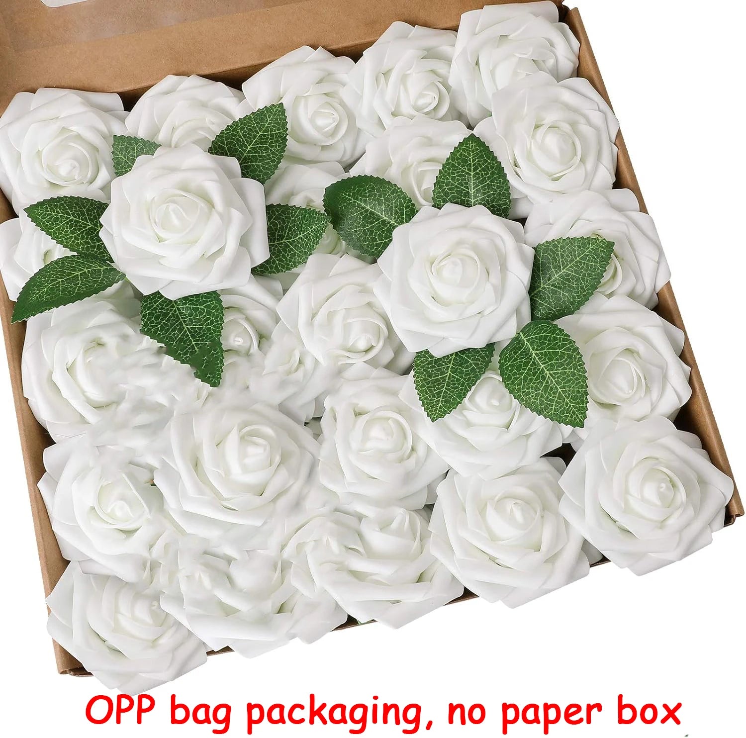 25pcs Artificial Flowers, Fake Flowers Roses W/stem For DIY Wedding Bo