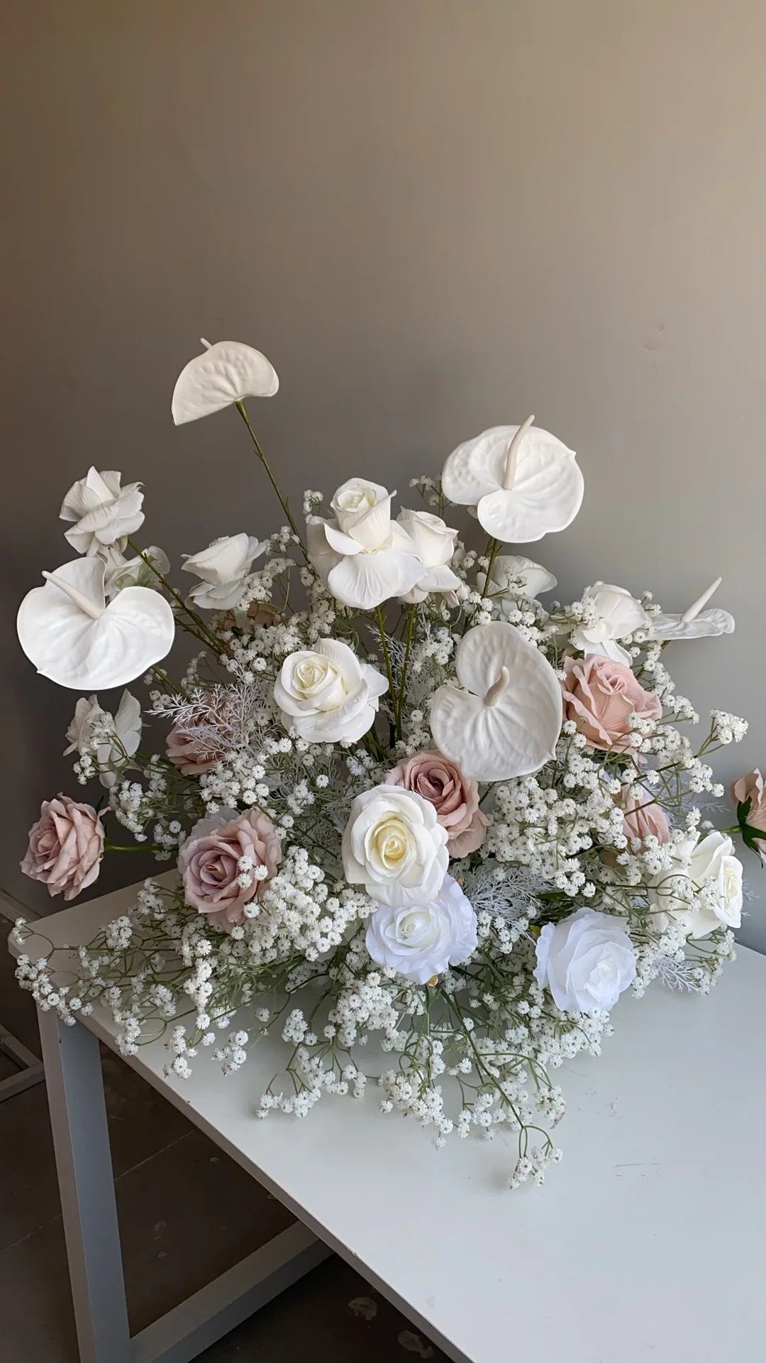 White and Blush Pink Floral Wedding Arch Set