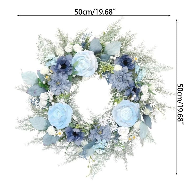 Blue Rose Floral Door Wreath