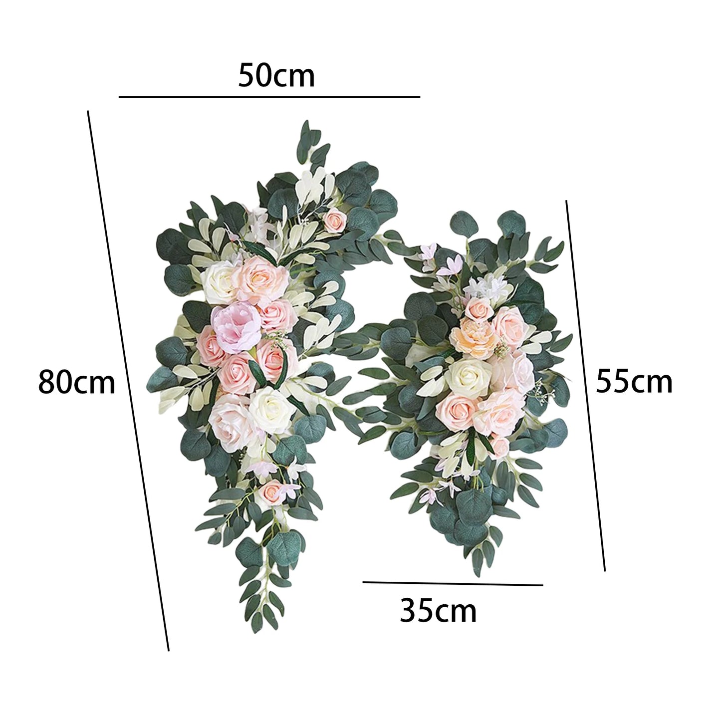 Large 2Pcs Artificial Flower Swag Floral Swag Garland Wedding Arch Flowers Kit for Sign Rustic Artificial Floral Swag Arch Decor