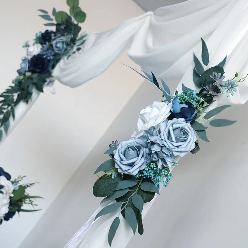 Blue Rose Wedding Backdrop Corner Flower Set