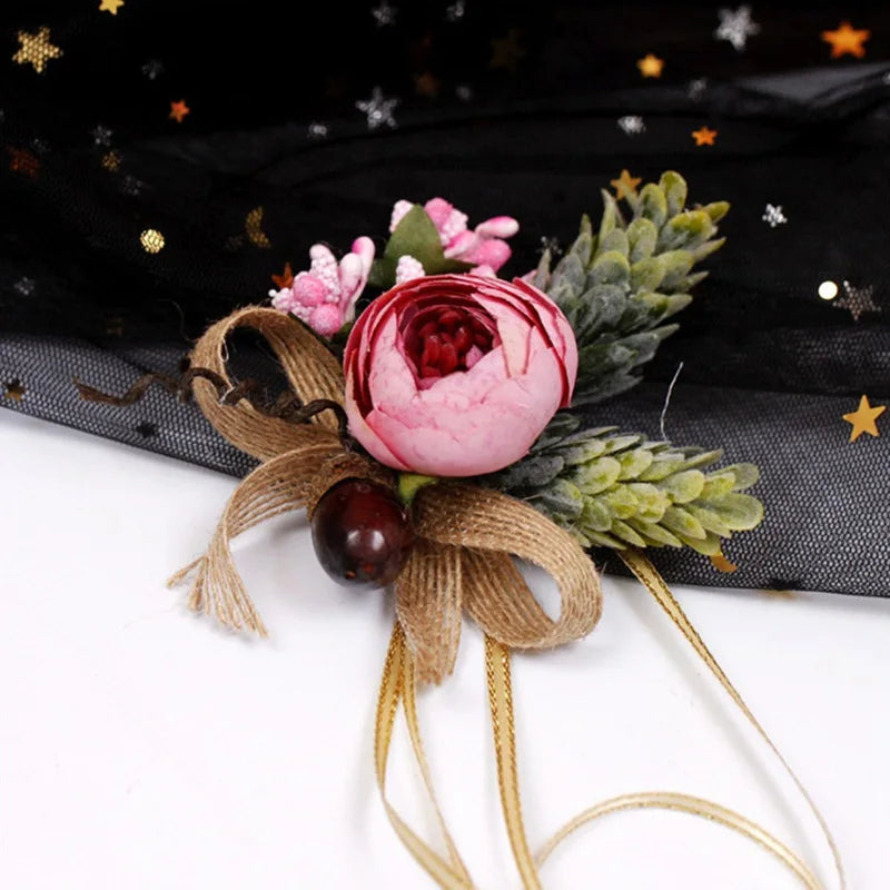 Rose Linen Wrist Corsage
