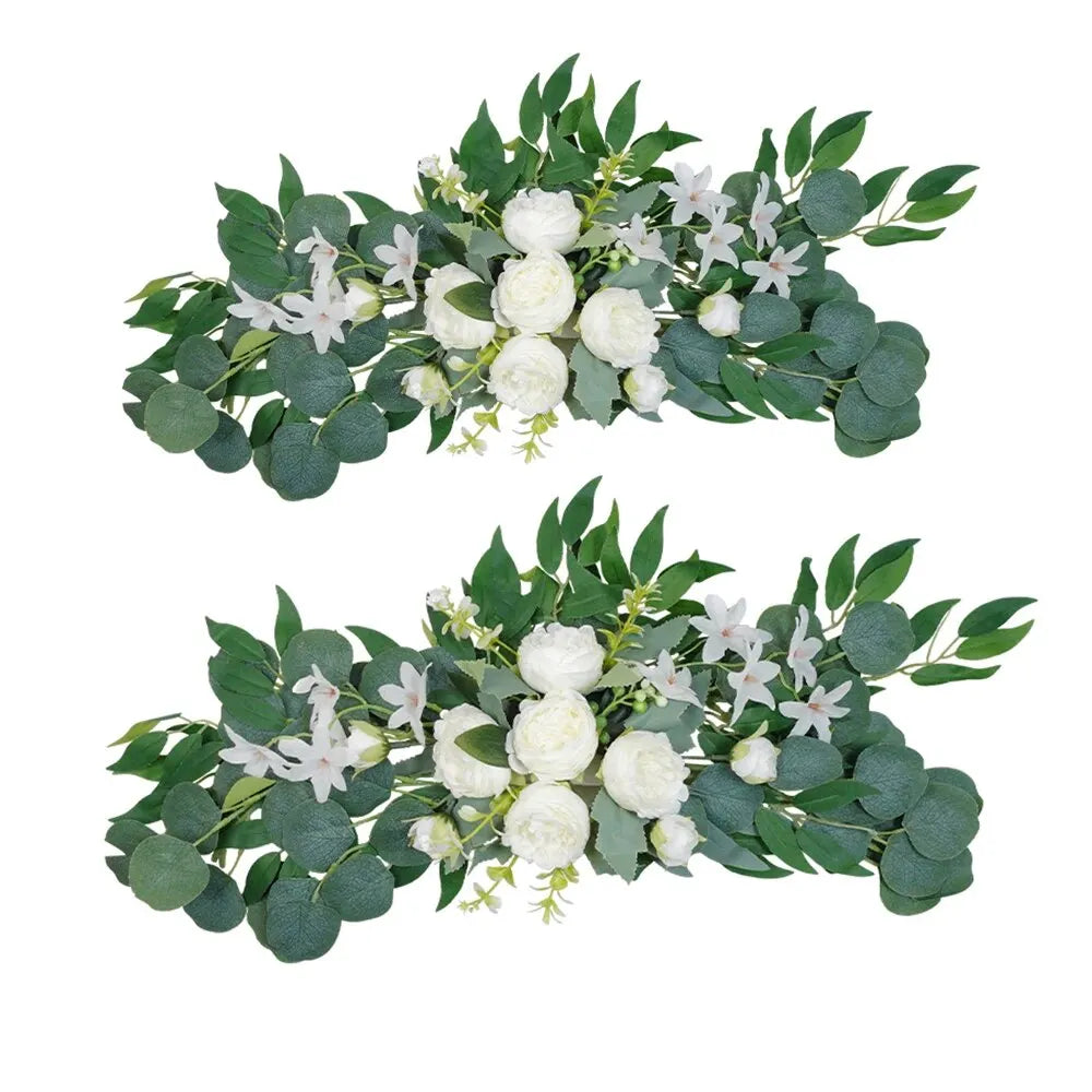 Artificial Wedding Arch Flowers Boho Red Rose Eucalyptus Garland Drape