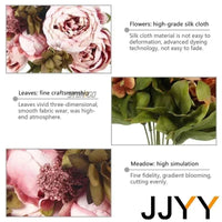 Artificial Flower Bouquet 13 Heads European Peony Silk Flowers Plastic