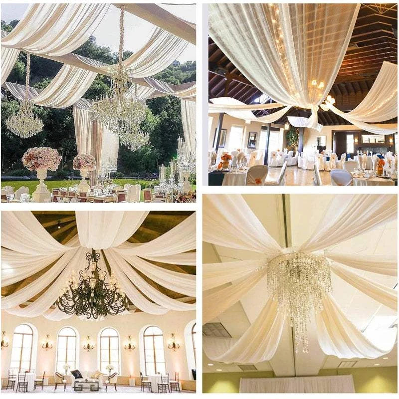 Wedding Arch Drape Roof Ceiling Decor Sheer Chiffon Tulle Curtain Drap
