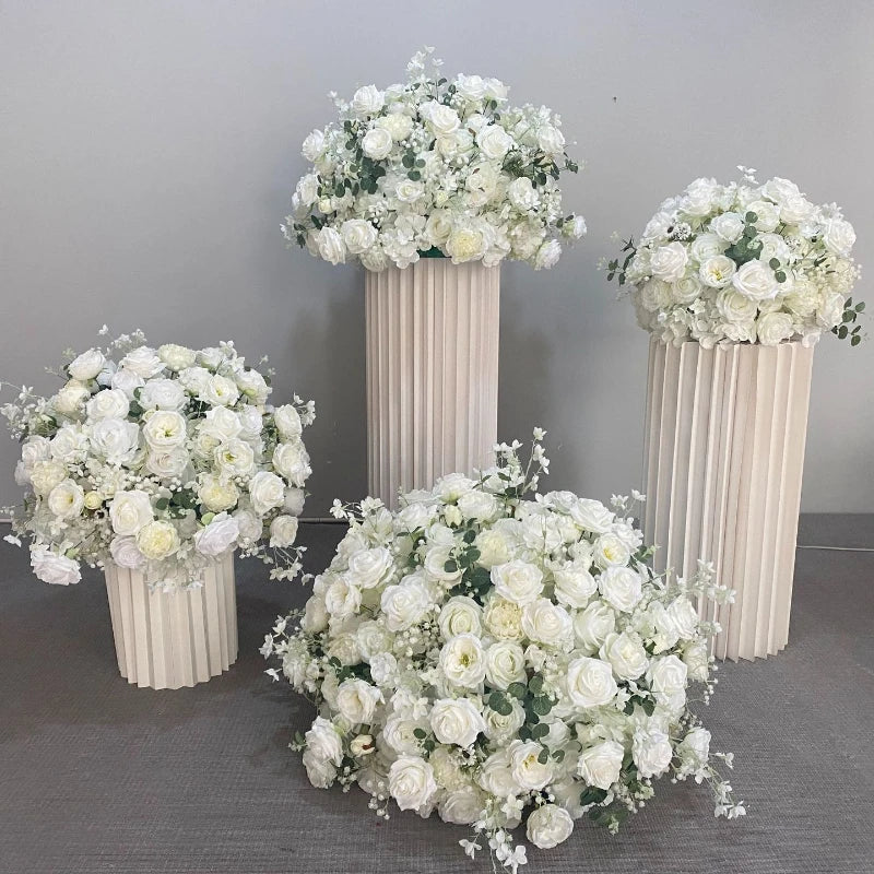 Elegant White Rose and Baby's Breath Flower Ball Decor