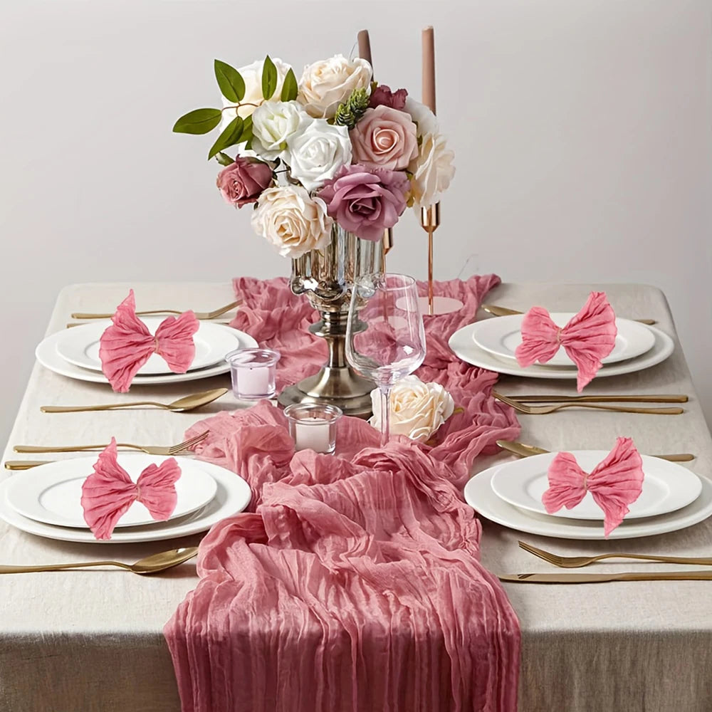 Soft Gauze Rustic Setting Table Runner and Napkin Set