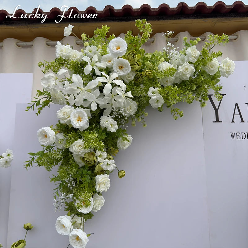 White Green Flowers Wedding Decoration Artificial Flowers Floral Backd