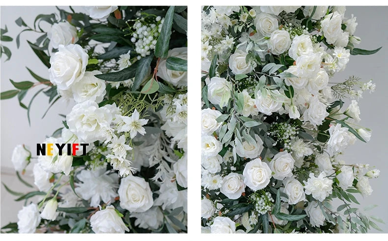 Green Olive Leaves White Rose Peony Flower Arrangement