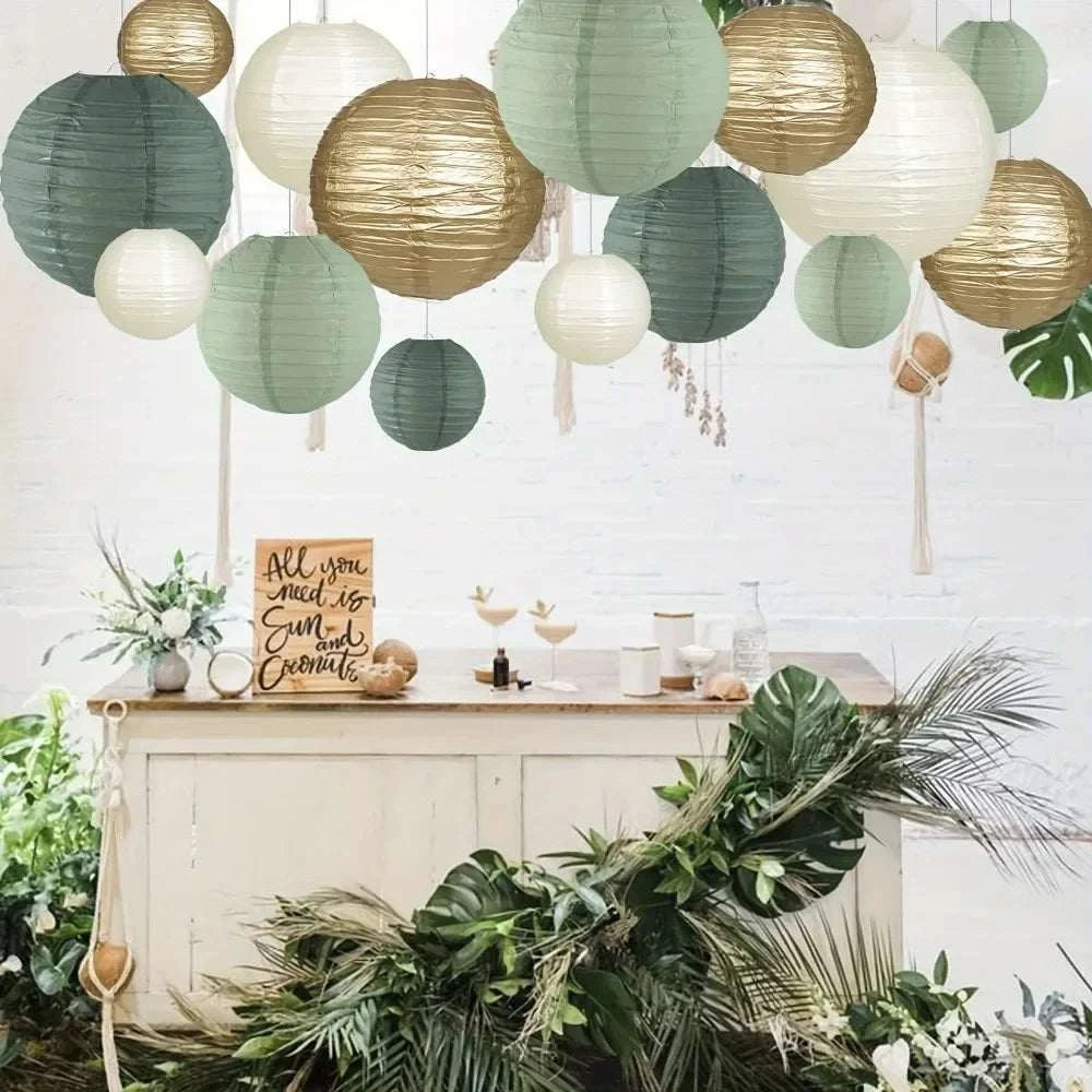 Sage Paper Lantern Wedding Decoration Background Retro Green Lantern S