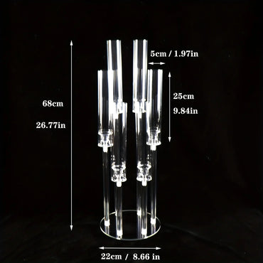 Wedding Home Decor: Clear Acrylic Candelabra with 6 Elegant Arms, Perfect for Centerpiece Decoration